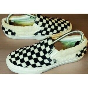 Vans Slip On Sherpa Checkerboard Fuzzy Womens 7 Mens 5.5 Cozy